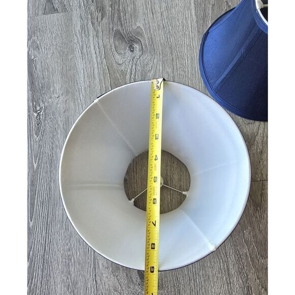 Blue Satin Fabric Lamp Shade Spider Fitter / 6 3/4" Tall Traditional - Picture 4 of 5